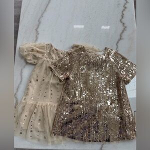 H&M Girls Gold Sequin dress duo bundle set lot size 18-24m